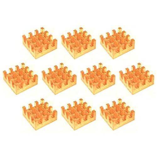 Easycargo 10 Pieces VRM Copper Heatsink Kit + 3M 8810 Thermal Conductive Adhesive Tape, Mini Small Cooler Heat Sink for Cooling VRM GPU Stepper Driver MOSFET Regulators (Copper 9mm x 9mm x 4mm)