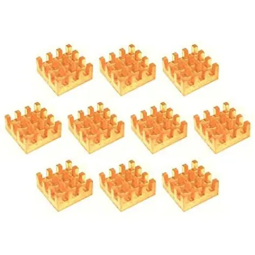 Easycargo 10 Pieces VRM Copper Heatsink Kit + 3M 8810 Thermal Conductive Adhesive Tape, Mini Small Cooler Heat Sink for Cooling VRM GPU Stepper Driver MOSFET Regulators (Copper 9mm x 9mm x 4mm)