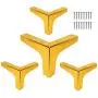Metal Furniture Legs, 4pcs 4-inch Heavy Duty Gold Triangle Furniture Feet DIY Replacement Parts with Mounting Screws for Cabinet Table Cupboard Couch Sofa Ottoman