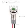uxcell Signal Indicator Light AC/DC 12V-24V 8mm Green LED Metal Shell