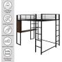 Metal Loft Bed with Desk and 2 Shelves, Twin/Full Loft Bed Frame for Kids (Full, Black)