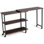 Tangkula 360° Free Rotating Sofa Side Table, Mobile End Table with 2-Tier Storage Shelves, Movable Laptop Table with Sturdy Metal Frame, Couch Side Table Snack Table for Home Office (Walnut)