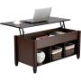 YAHEETECH Lift Top Coffee Table with Hidden Storage Compartment & Shelf, Lift Tabletop Dining Table for Living Room, 19.2-24.6in H