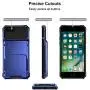 VEGO Compatible for iPhone SE 2020 Case, iPhone 6 6s 7 8 Case Wallet Credit Card Holder Dual Layer Flip Hybrid Hard Shell Back Protective Anti Scratch Rubber Bumper Cover Case 4.7 inch, Blue