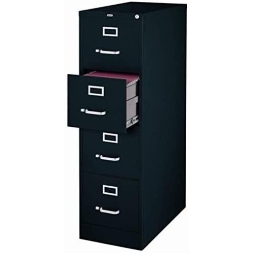 Scranton & Co 4 Drawer 22'' Deep Letter File Cabinet in Black, Fully Assembled