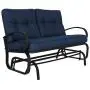 Patio Glider Bench Loveseat Outdoor Cushioed 2 Person Rocking Seating Patio Swing Chair, Navy