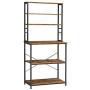 VASAGLE Bakers Rack, Microwave Oven Stand, 6-Tier Kitchen Utility Storage Shelf, 6 Hooks and Metal Frame, Industrial, 31.5 x 15.7 x 65.7 Inches, Rustic Brown and Black UKKS019B01