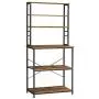 VASAGLE Bakers Rack, Microwave Oven Stand, 6-Tier Kitchen Utility Storage Shelf, 6 Hooks and Metal Frame, Industrial, 31.5 x 15.7 x 65.7 Inches, Rustic Brown and Black UKKS019B01