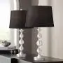 Gustavo Modern Table Lamps Set of 2 Silver Metal Stacked Crystal Balls Black Drum Shade for Living Room Family Bedroom - Regency Hill Gustavo Modern Table Lamps Set of 2 Silver Metal Stacked Crystal Balls Black Drum Shade for Living Room Family Bedroom - Regency Hill