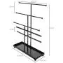 MyGift 5 T-Bar Modern Black Metal Jewelry Organizer for Bracelets, Necklaces and Earrings with Ring Tray