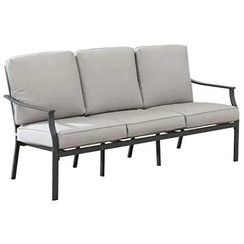Amazon Brand - Ravenna Home Archer Steel-Framed Outdoor Patio Plush 3-Seater Sofa with Removable, Water-Resistant Cushions, 68.5''W, Gray Amazon Brand - Ravenna Home Archer Steel-Framed Outdoor Patio Plush 3-Seater Sofa with Removable, Water-Resistant Cushions, 68.5''W, Gray