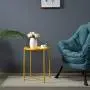HollyHOME Tray Metal End Table, Sofa Table Small Round Side Tables, Anti-Rust and Waterproof Outdoor & Indoor Snack Table, Accent Coffee Table,（H） 20.28'' x（D） 16.38'', Yellow Cream
