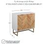 Nathan James Enloe Modern Storage, Free Standing Accent Cabinet with Doors in a Rustic Fir Wood Finish Powder-coated Metal Base for Hallway, Entryway or Living Room, White/Gold