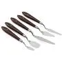DROK 5Pcs Stainless Steel Paint Scraper, Wooden Handle Palette Painting Knife Set, Watercolor Oil Acrylic Paint Spatula, Metal Art Tools, Oil Painting Accessories for Color Mixing