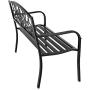 VINGLI 50'' Patio Park Garden Bench Outdoor Metal Benches,Cast Iron Steel Frame Chair Front Porch Path Yard Lawn Decor Deck Furniture for 2-3 Person Seat