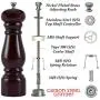 KITCHITERIA Wood Pepper Mill - Durable Carbon Steel Grinding Mechanism, Comfortable, User-Friendly, Refillable, Elegant and Long Life - 8.5 Inches