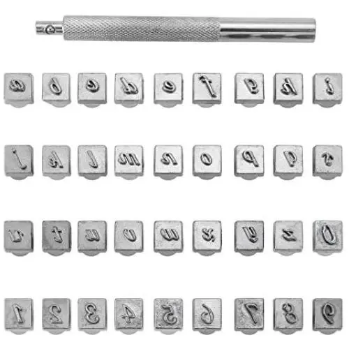 Yoption 37 Pieces Leathercarft Stamping Tool Set, 26 Letters Alphabet & 10 Numbers Stamps Steel Punch Tool 3mm+1 Stamping Handle for Leather Craft Yoption 37 Pieces Leathercarft Stamping Tool Set, 26 Letters Alphabet & 10 Numbers Stamps Steel Punch Tool 3mm+1 Stamping Handle for Leather Craft