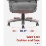 CLATINA Ergonomic Big and Tall Executive Office Chair with Upholstered Swivel 400lbs High Capacity Adjustable Height Thick Padding Headrest and Armrest for Home Office Grey