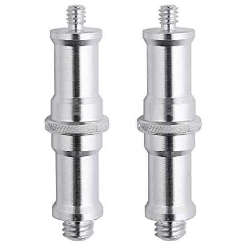 Metal Male Convertor Threaded Screw Adapter, 2 Pieces Standard 1/4 to 3/8 inch Spigot Stud for Studio Light Stand, Hotshoe/Coldshoe Adapter, Ball Head, Wireless Flash Receiver, Trigger