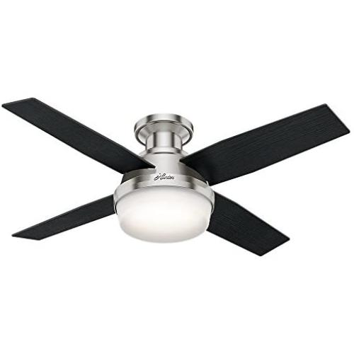 Hunter Fan Company 59243 Hunter Dempsey Indoor Low Profile Ceiling Fan with LED Light and Remote Control, 44'', Brushed Nickel Hunter Fan Company 59243 Hunter Dempsey Indoor Low Profile Ceiling Fan with LED Light and Remote Control, 44'', Brushed Nickel
