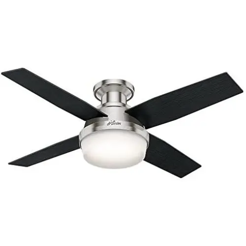 Hunter Fan Company 59243 Hunter Dempsey Indoor Low Profile Ceiling Fan with LED Light and Remote Control, 44'', Brushed Nickel Hunter Fan Company 59243 Hunter Dempsey Indoor Low Profile Ceiling Fan with LED Light and Remote Control, 44'', Brushed Nickel