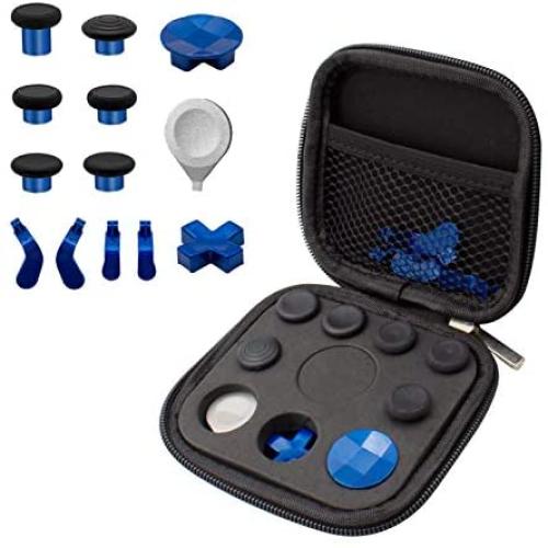 Easegmer Plating Elite Series 2 Kits - 13 in 1 Metal Interchangeable 6 Swap Thumbsticks Joysticks, 4 Trigger Paddles and 2 Dpads for Elite Series 2 Xbox One Controller (Blue-Plating)