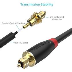 Digital Optical Audio Cable Toslink Cable - [24K Gold-Plated, Ultra-Durable] [S] Syncwire Fiber Optic Male to Male Cord for Home Theater, Sound Bar, TV, PS4, Xbox, Playstation & More – 5.9ft