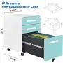 AUTSCA 3 Drawer Mobile Filing Cabinet Office Drawers Vertical File Cabinet with Lock, Legal/Letter/A4 Files, Fully Assembled Except Wheels, Blue AUTSCA 3 Drawer Mobile Filing Cabinet Office Drawers Vertical File Cabinet with Lock, Legal/Letter/A4 Files, Fully Assembled Except Wheels, Blue