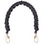 PH PandaHall 1 pc 17 Inch Braided Imitation Leather Replacement Handles Purses Straps Handbags Shoulder Bag Strap with Swivel Lobster Buckles, Black