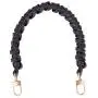 PH PandaHall 1 pc 17 Inch Braided Imitation Leather Replacement Handles Purses Straps Handbags Shoulder Bag Strap with Swivel Lobster Buckles, Black