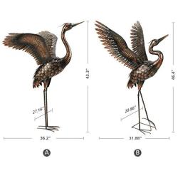 Garden Statue Outdoor Metal Heron Crane Yard Art Sculpture for Lawn Patio Backyard Decoration ,46 inch (2-Pack)