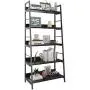 HIMIMI 5 Shelf Ladder Bookcase, Industrial Bookshelf Wood and Metal Bookshelves, Plant Flower Stand Rack Book Rack Storage Shelves for Home Decor