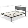 Zinus Korey 14'' Steel Platform Bed Frame with Upholstered Headboard and Wood Slat Support, Queen