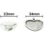 Bastex Heart Shaped Pendants for Jewelry Making. 80 Pieces of DIY Pendant Tray Necklace Charms, Includes Metal Bezels and Cabochons - 1 inch, Silver and Black