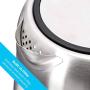 Zeppoli Electric Kettle - Fast Boiling and Cordless Glass Tea Kettle (1.7L) Stainless Steel Finish Hot Water Kettle – Hot Water Dispenser, Tea Pot Water Heater with Auto Shut-Off and Boil-Dry Protection