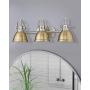 Emliviar 3-Light Bathroom Vanity Light Fixtures, Gold and Brushed Nickel Finish with Metal Shade, 4054 BG