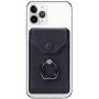 YUNCE Ring Stand Stick on Wallet Cell Phone Slim Leather Wallet Stick on Wallet Credit Card RFID Blocking Sleeve Black