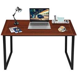 KINGSO Computer Desk 47'' Study Writing Desk for Home Office, Modern Simple Design PC Laptop Desk, Wood Notebook Writing Table, Metal Frame Study Desk (Teak)