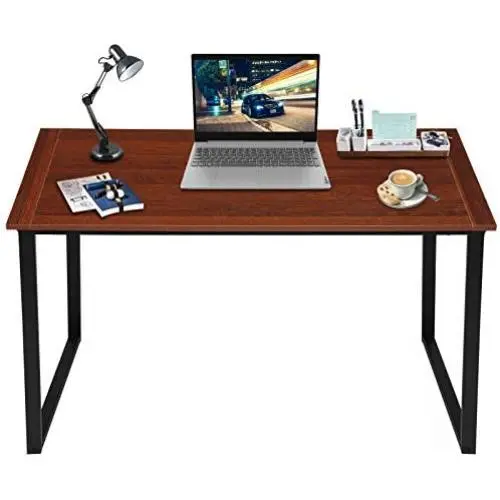 KINGSO Computer Desk 47'' Study Writing Desk for Home Office, Modern Simple Design PC Laptop Desk, Wood Notebook Writing Table, Metal Frame Study Desk (Teak) KINGSO Computer Desk 47'' Study Writing Desk for Home Office, Modern Simple Design PC Laptop Desk, Wood Notebook Writing Table, Metal Frame Study Desk (Teak)