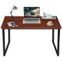 KINGSO Computer Desk 47'' Study Writing Desk for Home Office, Modern Simple Design PC Laptop Desk, Wood Notebook Writing Table, Metal Frame Study Desk (Teak)