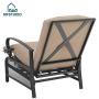 MFSTUDIO Patio Recliner Chair Metal Adjustable Back Outdoor Lounge Chair with 100% Olefin Cushion(Beige)
