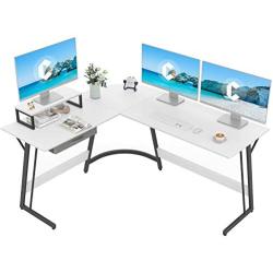 CubiCubi Modern L-Shaped Desk Computer Corner Desk, 59.1'' Home Office Writing Study Workstation with Small Table, Space Saving, Easy to Assemble