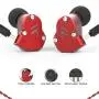 RevoNext QT2S in Ear Monitor Headphones, Triple Driver 2DD+1BA Balanced Armature with Dynamic Metal Shell Noise-Isolating Deep Bass Wired Earbuds with Detachable Cables(Red mic)