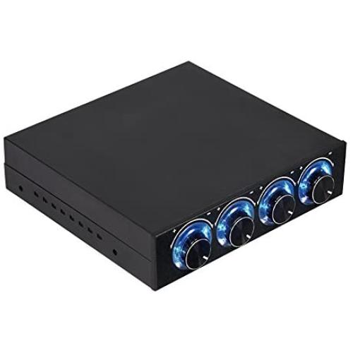 PC Fan Speed Controller, 4 Channel Computer Cooling Fan Heat Sink Adjuster for PC with Blue LED