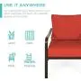Best Choice Products 4-Piece Cushioned Metal Conversation Set w/ 2 Chairs and Glass Top Coffee Table - Red Best Choice Products 4-Piece Cushioned Metal Conversation Set w/ 2 Chairs and Glass Top Coffee Table - Red