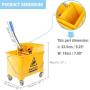 TryE 5 Gallon Yellow Mop Bucket with Wringer 21Qt Plastic Combo Bucket with Metal Handle and Wheels for Cleaning Floor