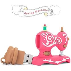 Novelty USB Flash Drive Sewing Machine Themed Character Thumb Drive Gift Pendrive (32GB, Sewing Machine (Pink))