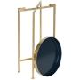 Kate and Laurel Celia Round Metal Foldable Tray Accent Table, Navy Blue with Gold Base