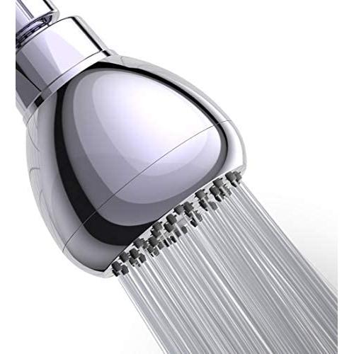WASSA High Pressure Shower Head - 3 Inch Anti-leak Fixed Showerhead - Angle-adjustable Metal Swivel Ball Joint (Chrome Finish)