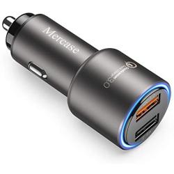 Quick Charge 3.0 Car Charger, Mercase 30W Metal Dual Ports USB Fast Car Charger Adapter,12V Car Phone Charger for iPhone Xs X Max XR 8 7 6S 6 Plus Samsung Galaxy S9 S8 S7 S6 Edge Note 9 8 (Space Grey)